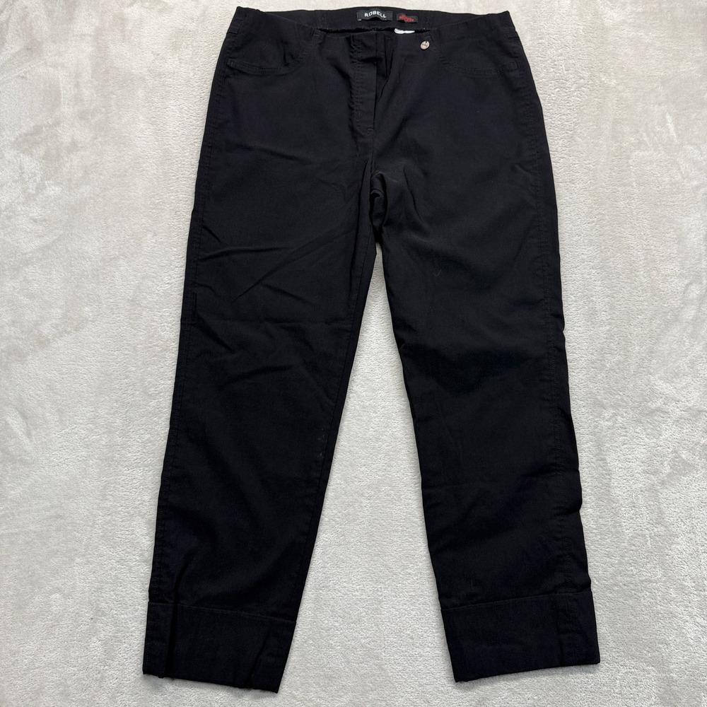 ROBELL Pants Women's 14‎ Modell Bella 09 Black Pull On Capri Cropped Trousers